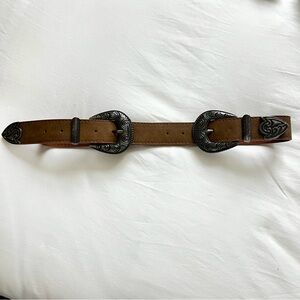 Old Western Faux Leather Belt in Cognac/Brown